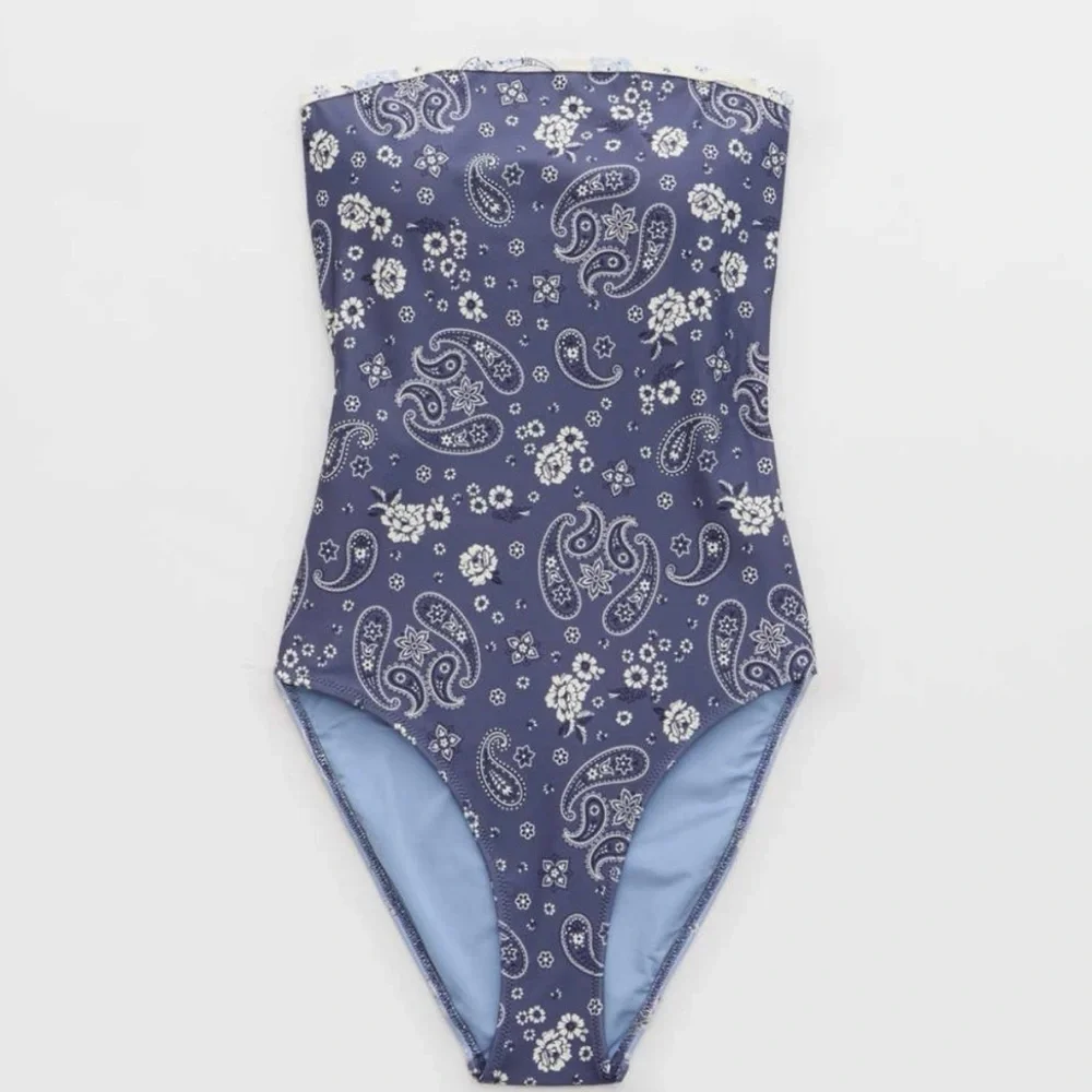 Blue Paisley One Piece Swimsuit NWOT - Picture 3 of 8